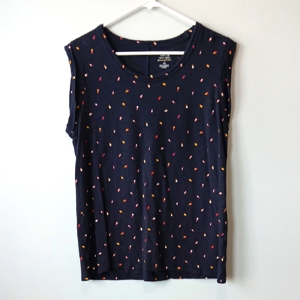 Banana Republic Blue Ice Cream Print Sleeveless Top Women's Large